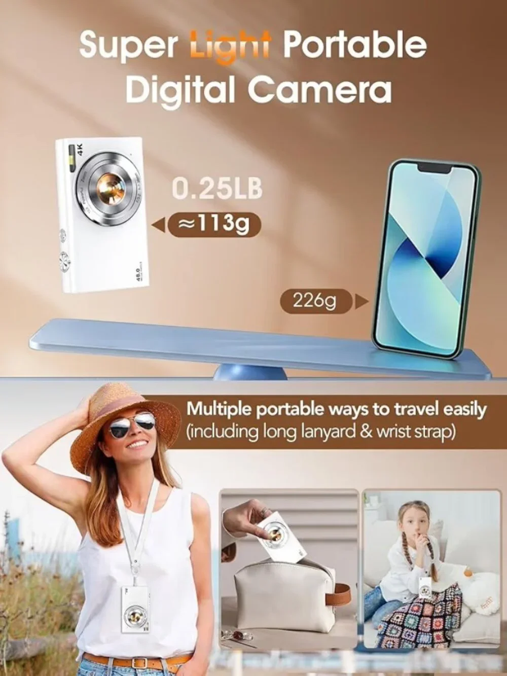 Digital Camera, Autofocus UHD 4K Vlogging Camera , 48MP 16X (No TF Card)